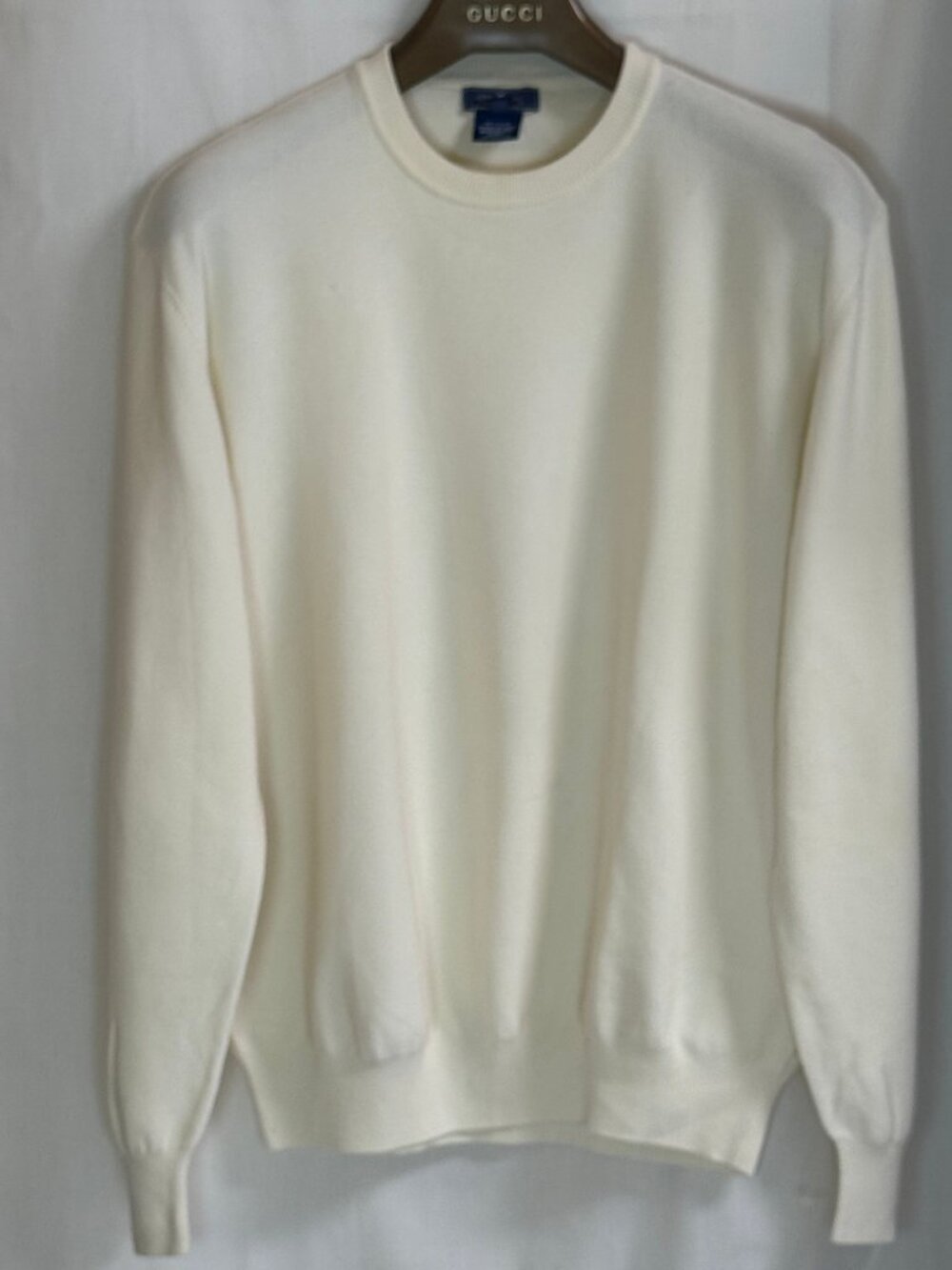 NWOT Faconnable Men's Knitted Cotton Crew Neck Long Sleeves Pullover - Cream- XL